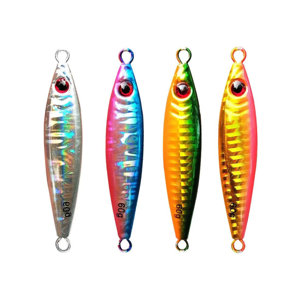 Slow jump bait 40-80g luminous jump bait sinking saltwater artificial metal fishing jump bait two types of hooks