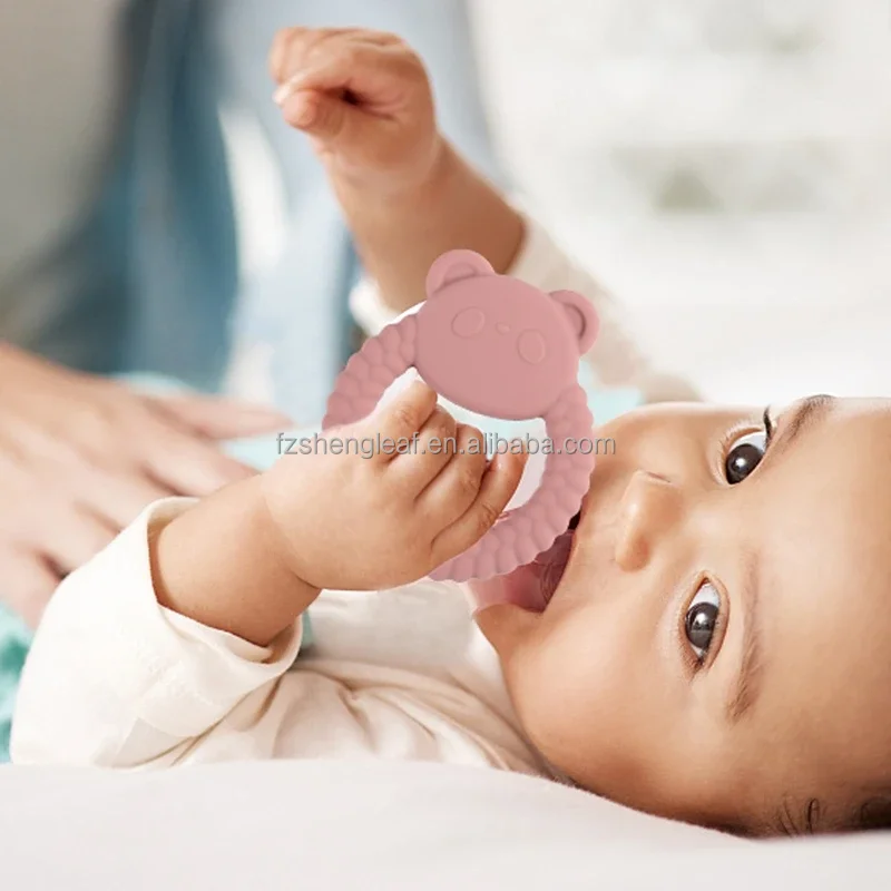 product unisex newborn baby accessories food grade silicone teether pacifier ring bpa free rattles bracelet cartoon teething toys-9