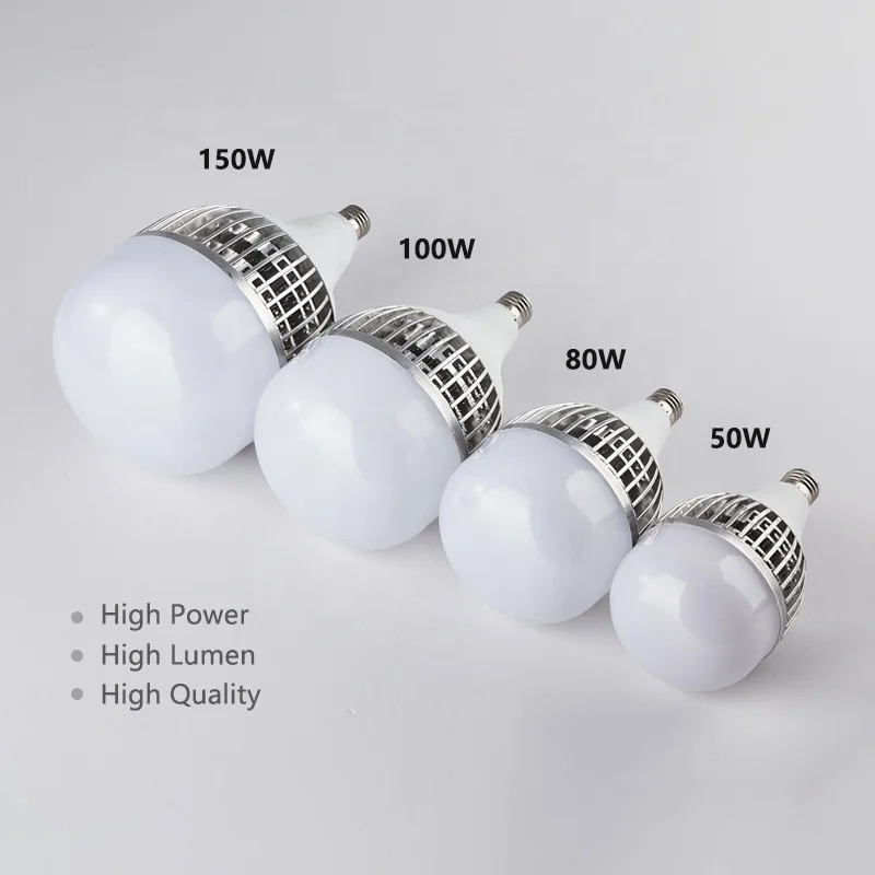 High power Workshop Factory Led bulb fin Aluminum radiator Street Garden light 50W100w150w200W E27 E40 High power Led bulb