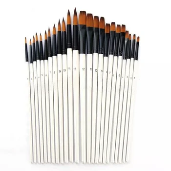 12Pieces Round Flat Filbert Angular Pointed Tip Paint Brush Set Watercolor Brushes Professional Paint Brushes Artist