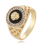 Jewelry Hot Sale Fashion Hip Hop Men Ring Personality Diamond Inlay Lion Head Painting Oil Rings Wholesale