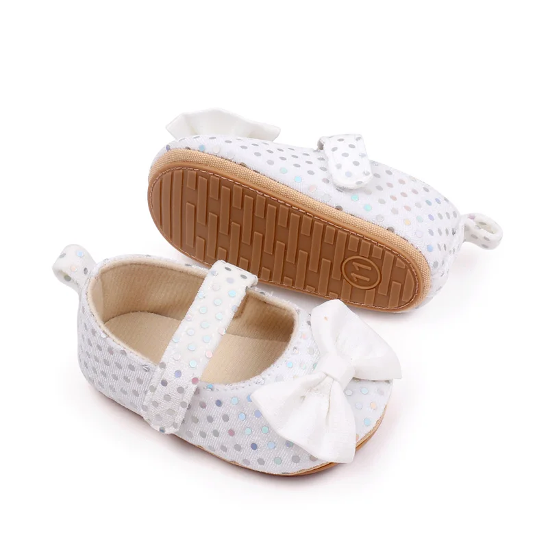 Spring and Summer Suede Polka-dot Bow Soft Soled Non-slip Baby Toddler Shoes for Girls supplier