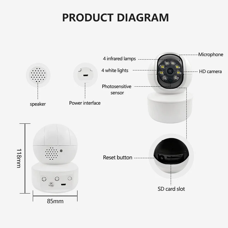 ICSEE 3MP Smart Cctv Wifi Wireless Ip Camera Baby Monitor Two Way Audio Night Vision Camera Auto Tracking Motion Detection