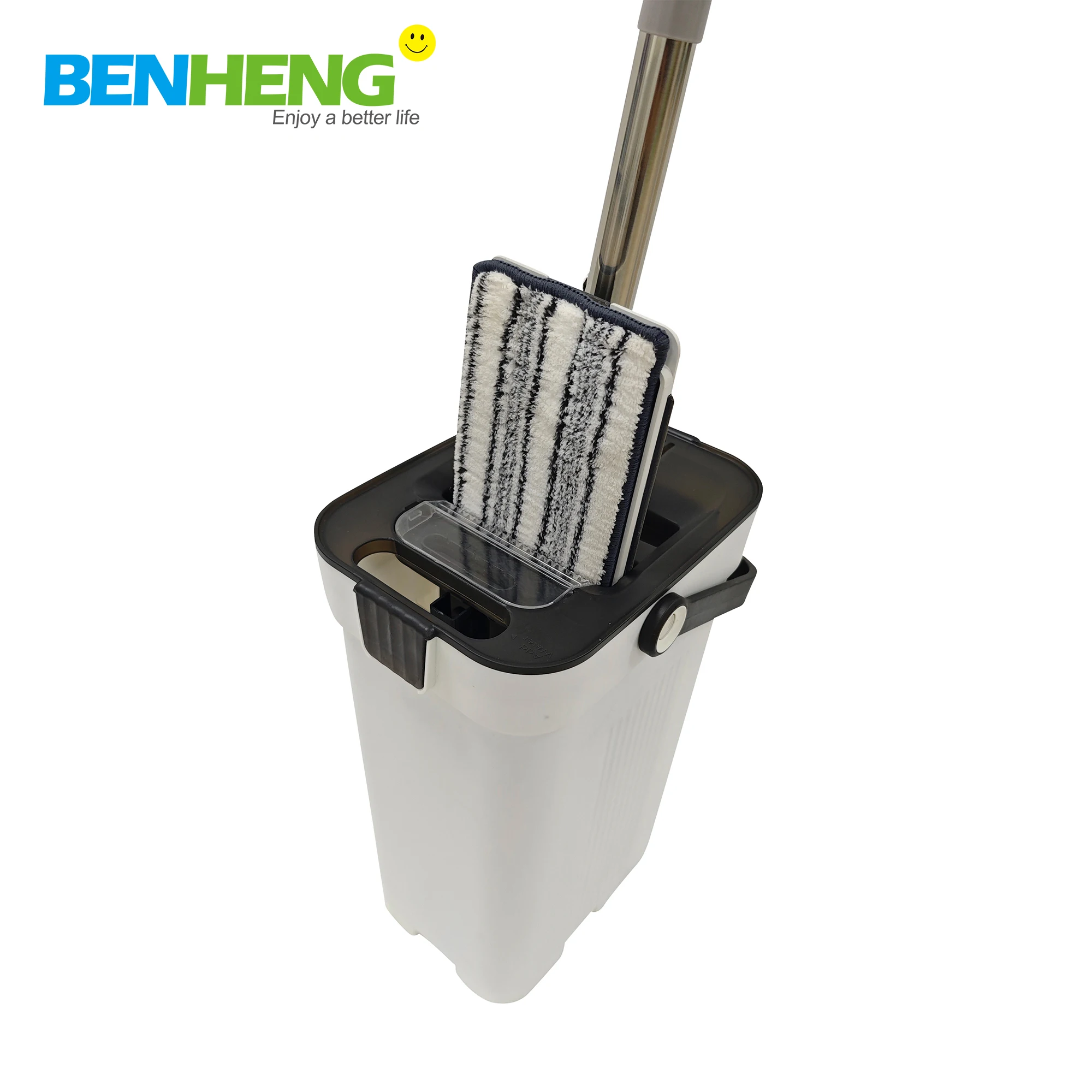 Smart Mops New Flat Mop Bucket with Clean and Dirty Water Separated, 3 Chamber Buckets, 2025 New Hot Delling Household Items