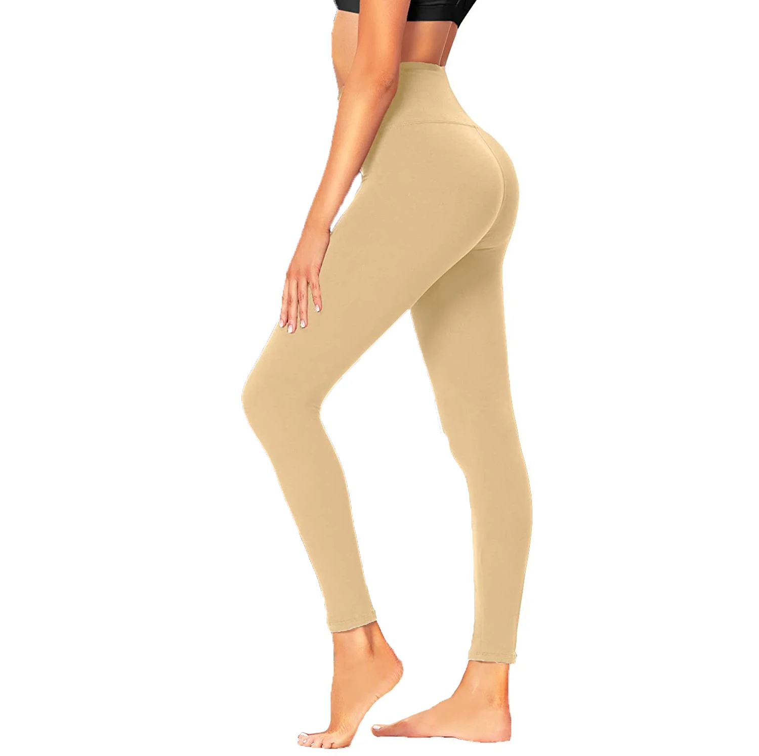 Wholesale 92% Polyester 8% Spandex Yoga High Waist Super Soft Double Brushed Black Daily  Custom Leggings For Women