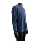 Solid Hot Sell Solid Color Men'S Button Placket Organic Cotton Round Neck Pullover