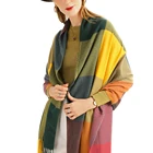 Scarf Yarn-dyed Trend Cotton Candy Rainbow Thickened Cashmere Multi Color Plaid Polyester Scarf