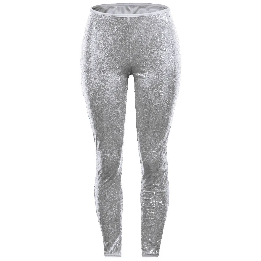 Women Shiny Sequin Slim Leggings Pants Ladies Sexy Clubwear Trousers High Waist Leggings Elastic