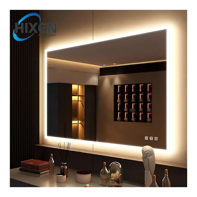 HIXEN hot sale frameless adjustable 3000K-6000K smart wall mounted bathroom led light mirrors