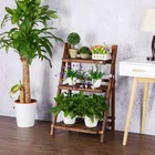 Planter Wooden Plant Wholesale Garden Indoors Outdoors Decorative Planter Display 3 Tier Wooden Ladder Plant Stand