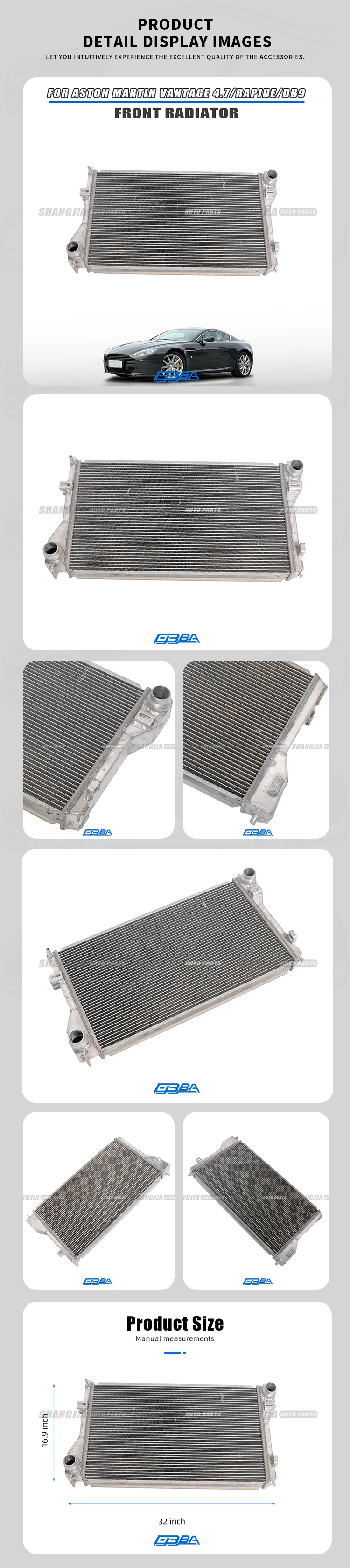 Best Price Accessories Aluminum Automobile Radiator For Aston Martin Vantage4.7 Rapide DB9 2008-2017 CD33-8005-BB manufacture