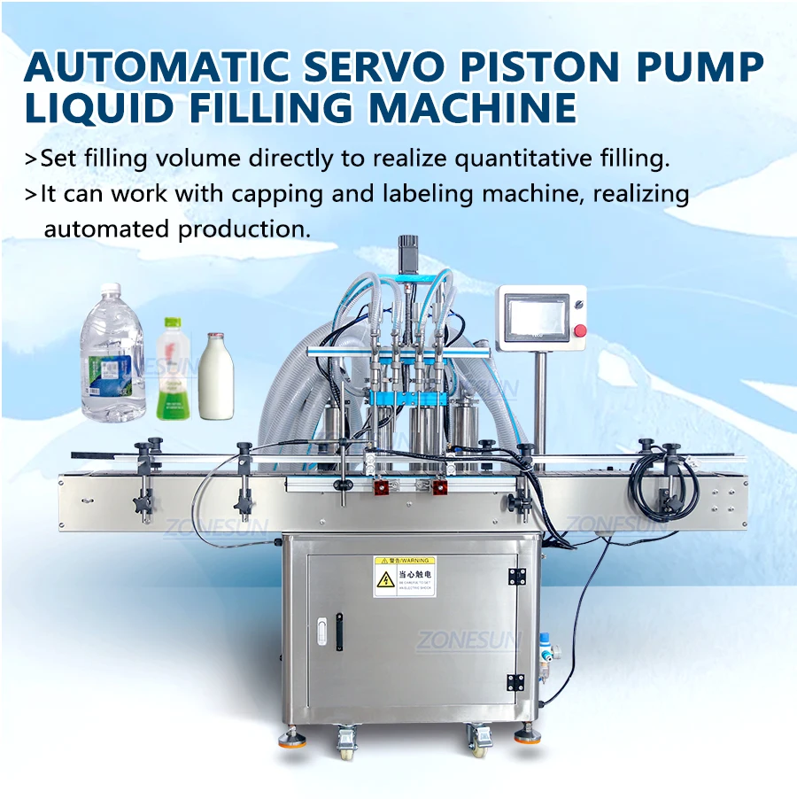 Zonesun Zs Sv4hs Automatic 4 Heads Servo Piston Pump Juice Beverage