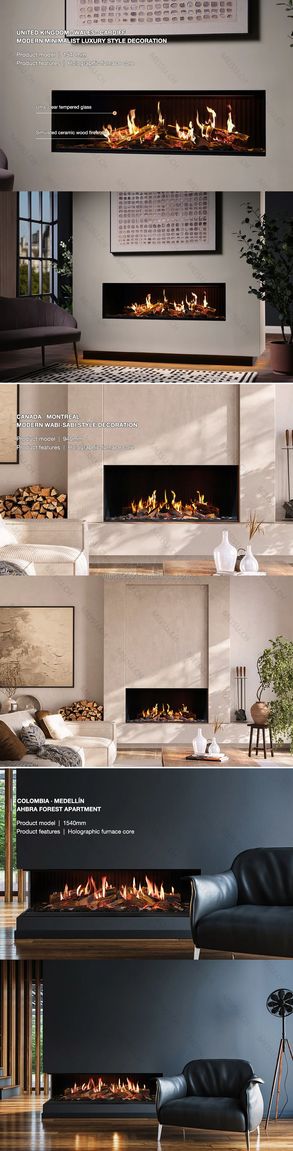 Electric Fireplace, 3D, LED - detail 2