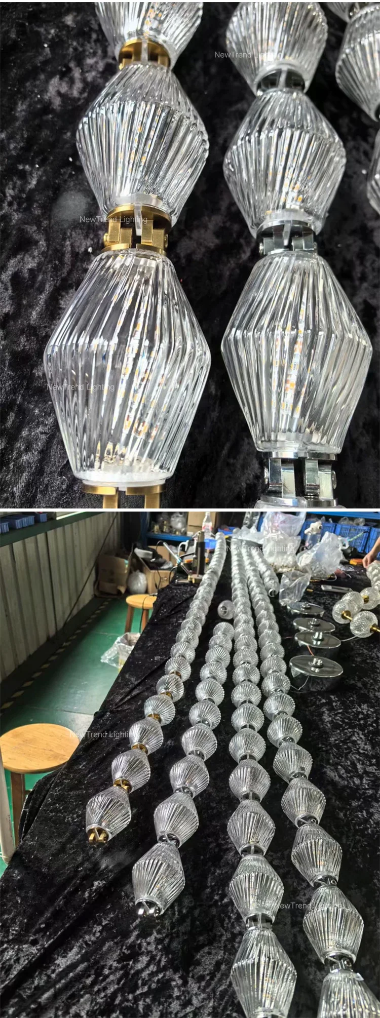 CPL-387 Luxury Indoor Decoration Villa Hall Hotel Lobby Staircase LED Glass Chandelier Pendant Light details