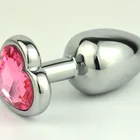 Anal Coloful Buttplug Butt Plug Diamond Base Metal Enchufe Anal Stainless Anal Plug Heart With Jewel For Couple