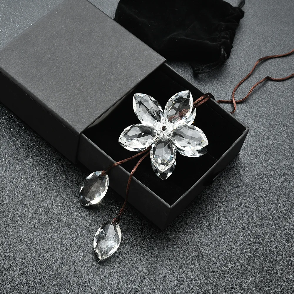 product wholesale art decor crystal glass flower pendant art decor crystal sun catchers with gift box-3