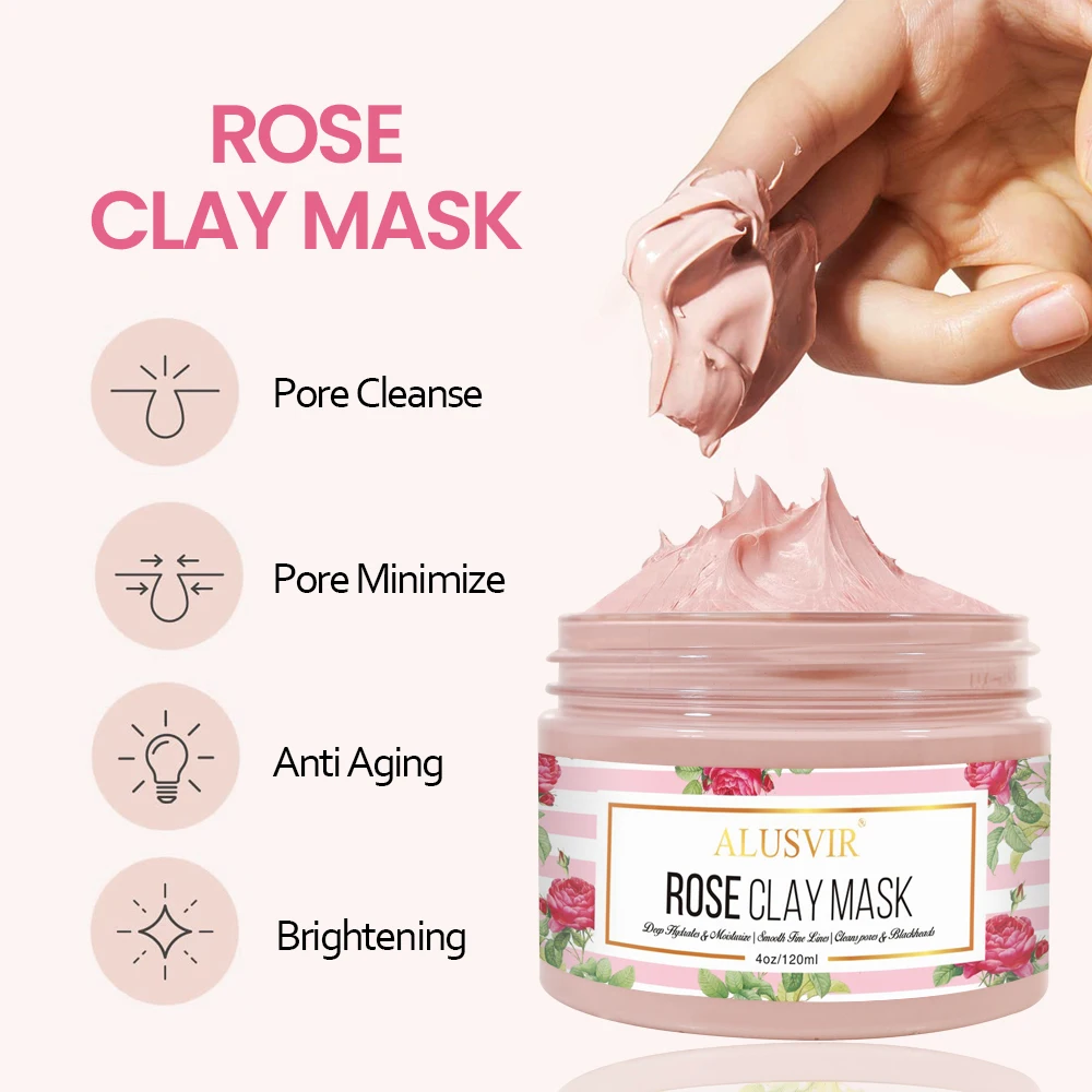 Private Label Beauty Facial Mask Natural Skin Products Face Care Cleansing Rose Pink Clay Face Mask Facemask
