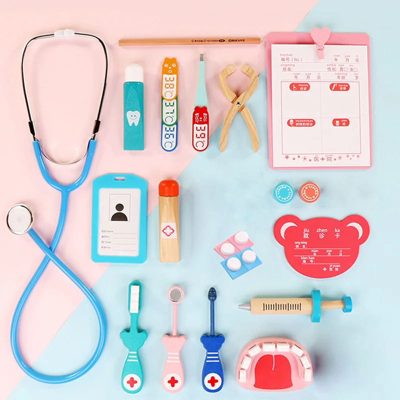 wooden toy doctors set