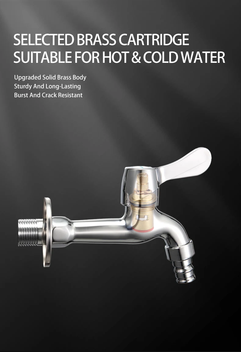 Brass Wall-mounted ABS Handle Washing Machine Safe High Water Flow Soft Aerated Stream Drip-Free Ceramic Valve Core Faucet details