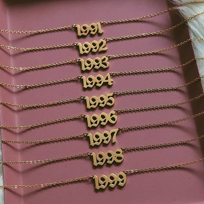 18k Gold Plated Birth Year Necklace 