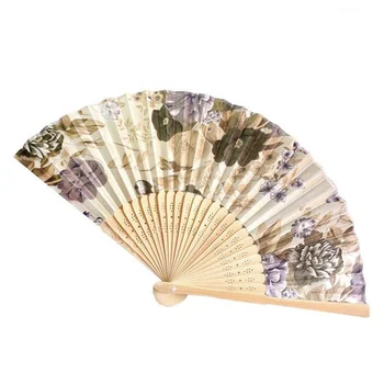 China Supplier Beautiful Bamboo Folding Hand Fan Chinese Style Female Antique Folding Fan Wholesale Gift Fan