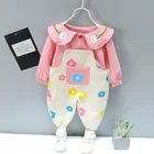 Girl Set 2021 Baby Toddler Girl Overall Clothes Set New Fashion Cartoon Cute Flower Print Spring Infant Outfit 1 2 3 4 Years