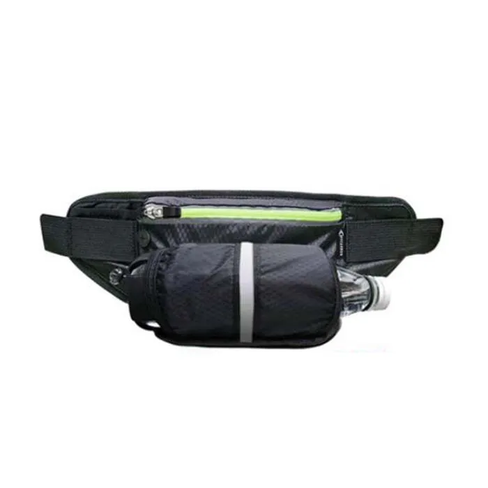 Running Belt with Water Bottle Holder Water Resistant Bum Bag Waist Pack Unisex Black Kaer -