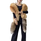 Fur Scarves White Fur Stole Luxurious Real Fur Shawl Natural Fox Skin Scarves With Tails For Women