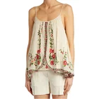 Embroidered Tops Embroidered Fashion Design Halter Embroidered Floral Womens Cotton Custom Lady Tank Tops Sleeveless