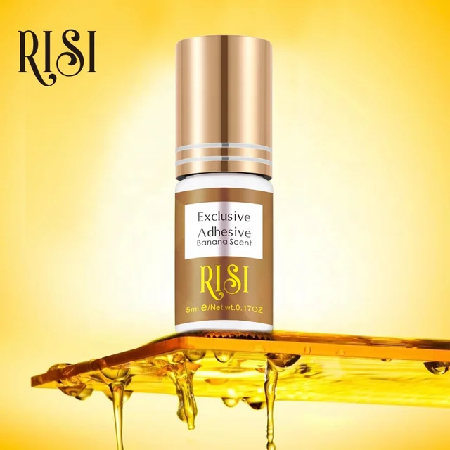 RISI Newest Fast Dry 0.5s Setting Black Low Odor Low Irritation Lash Glue Banana Scent Eyelash Adhesive Eyelash Extension Glue