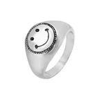 Luxury Brand Custom Vintage Titanium Steel Silver Happy Smiley Face Ring
