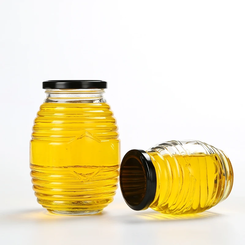Wholesale Glass Bottle Honey Pot Jar For Food Storage Honeycomb Jar 120g 250g 500g 1000g With Lid