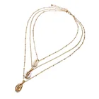 Shell Pendant Shellshell Summer Bohemian Style Women Multilayer Alloy And Natural Sea Shell Pendant Necklace