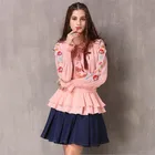 Ladies Blouses Factory Latest Wholesales Ladies Floral Embroidery Casual Blouses Long Sleeves Top