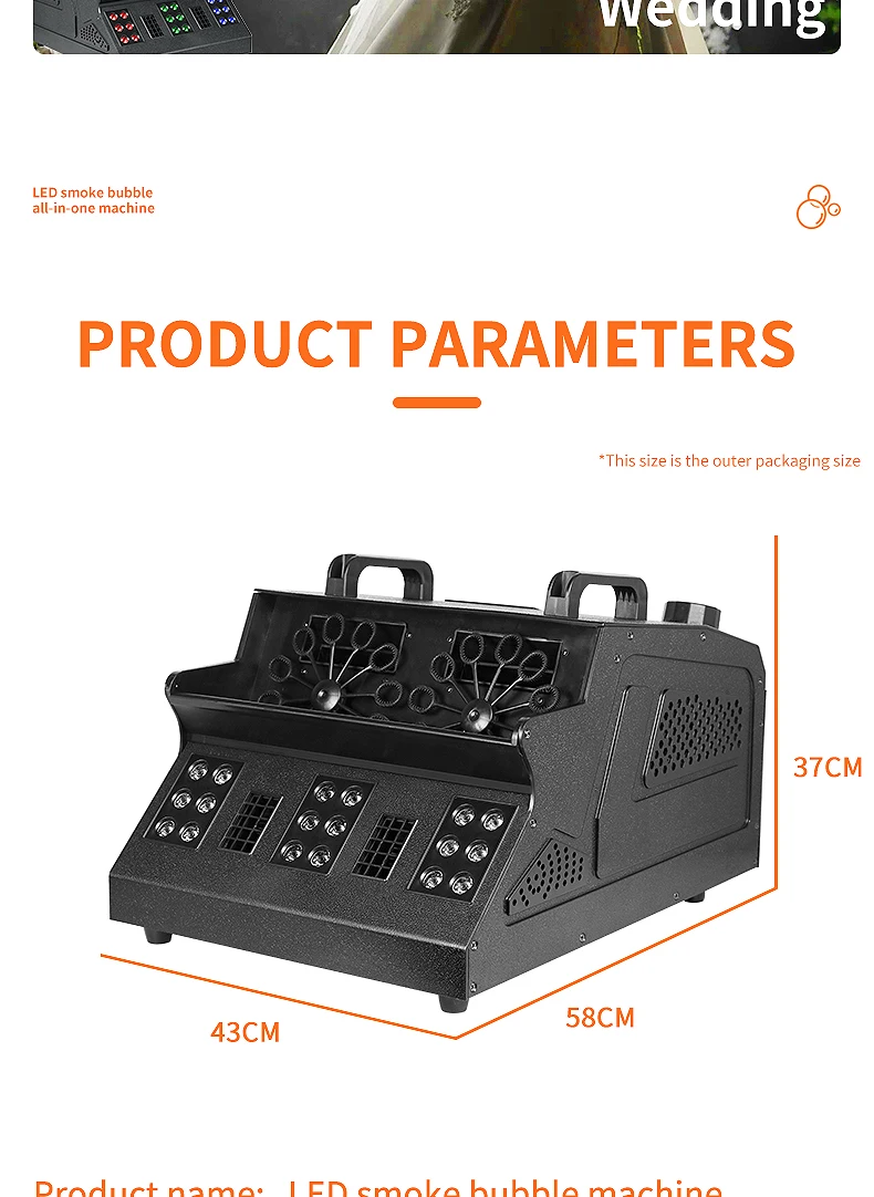SHTX Professional 1500W Full Color Smoke Bubble Machine for Party Events Wedding with Remote Control LED Fog Bubble Machine