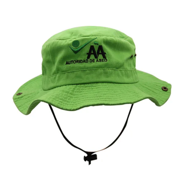 green bucket hat with string