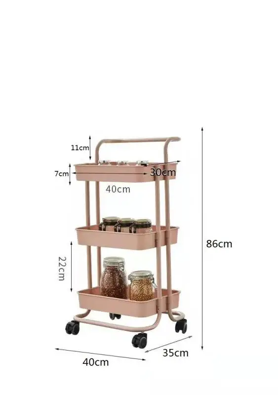 Metal Multi Layer Storage Shelf Trolley Cart Bathroom Cosmetics Display Kitchen Shelving Salon Trolley