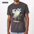 Dark DIDIBUBU 2021 Fashion AC/DC Relaxed Band Tee Street Tshirt Dark Grey Digitial Printing Vintage Tee