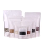 Packaging Bags And Packaging Food Grade Doypack White Kraft Stand Up Pouches Cookies Packaging Ziplock Bag With Window