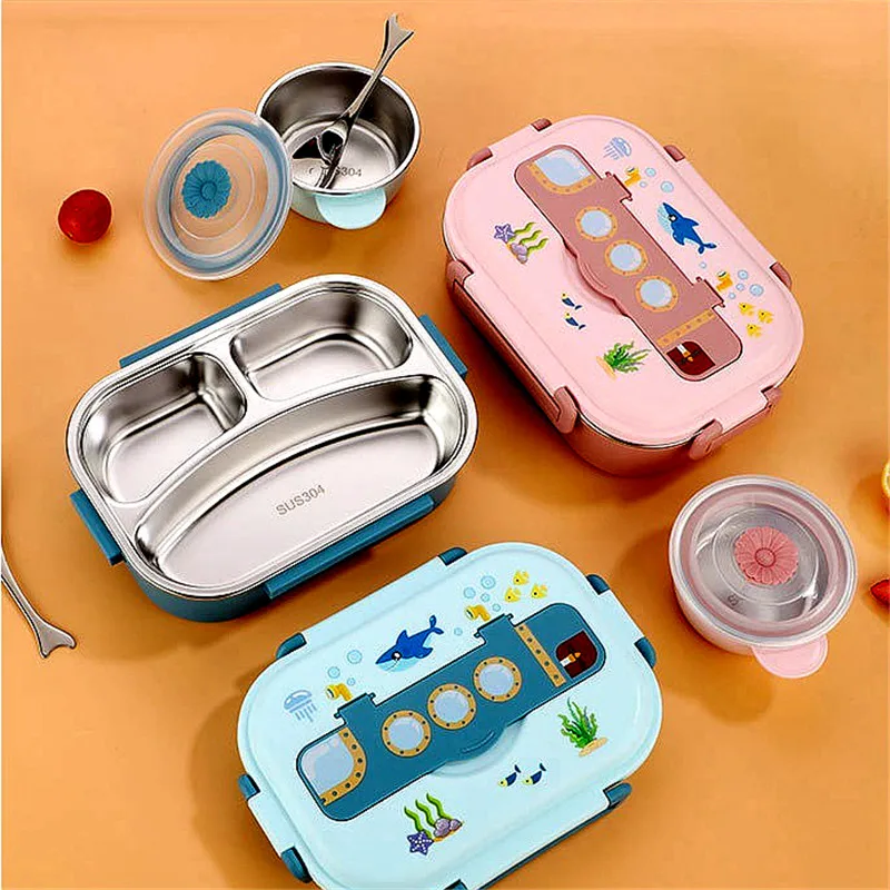 New Lunch Box Container Foodbox Metal Bento Kids Stainless Steel Airtight Food Storage Containers