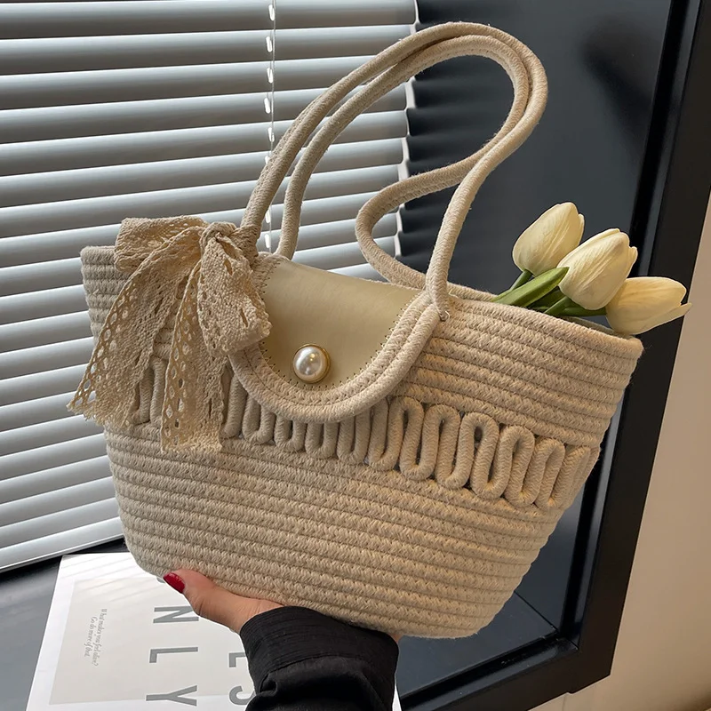 HUAYI  Cotton rope braided color customized Hand-woven bag