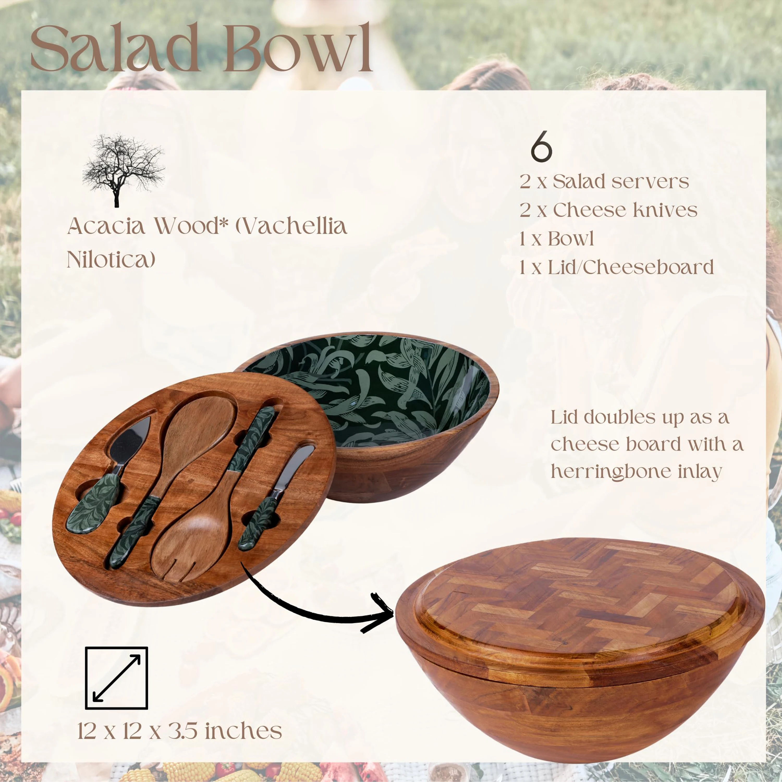 product acacia wood salad bowl set with utensils enamel printed salad spatula and cheese knife serving bowl with lid for kitchen party-4
