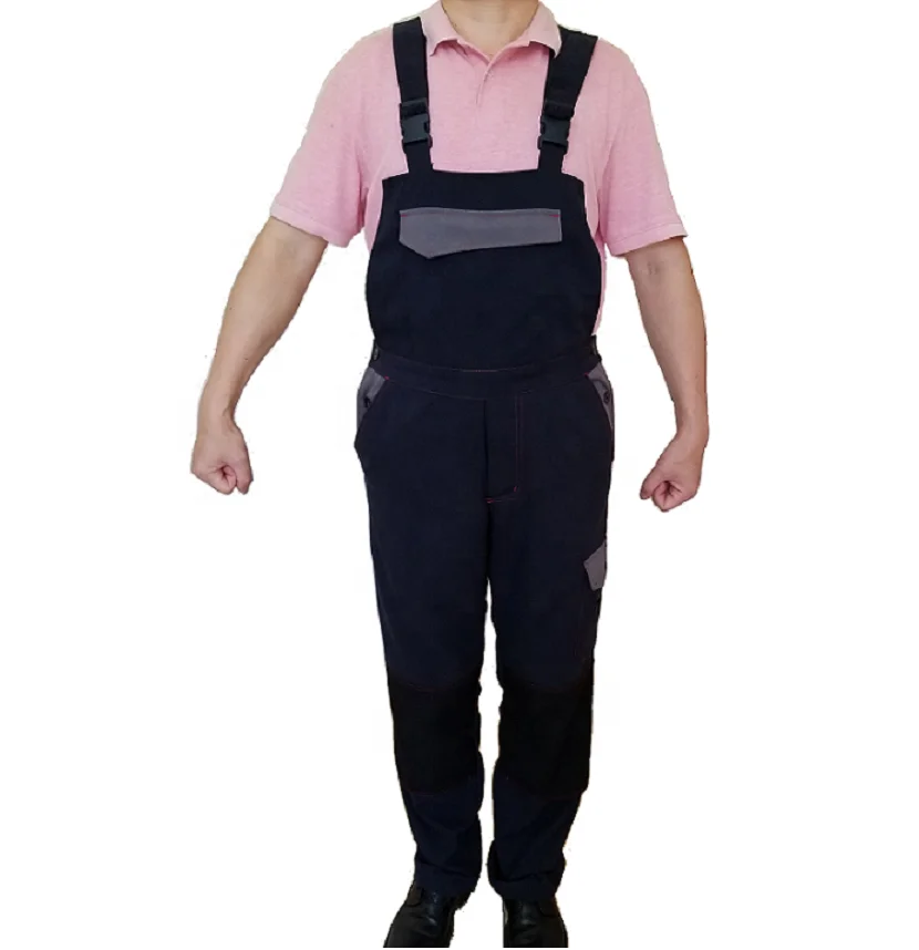 1pcs Bib And Brace Overalls Heavy Duty Work Trousers Dungarees Knee Pad Pockets 