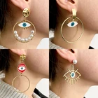 Earrings Colorful Eye Shape Statement Gold Plate Design Hoop Earrings For Women 2021