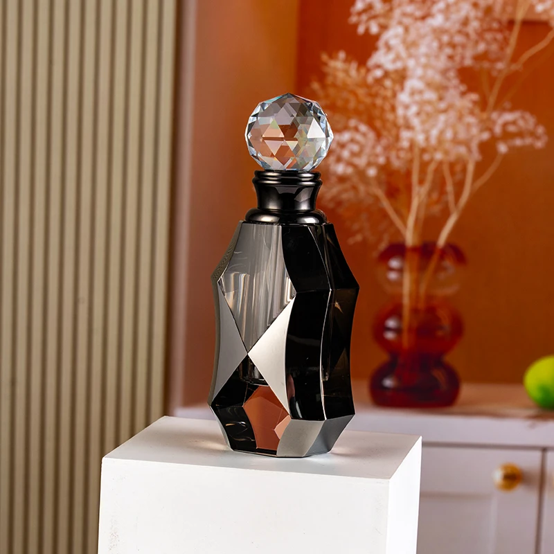 product new design hot sale black mirror 12ml glass empty bottle elegant atmosphere customizable crystal perfume bottle-8