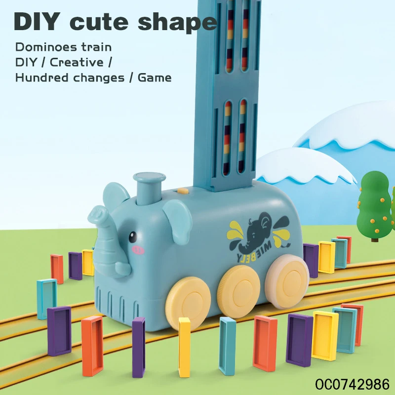 B/O Educational cute elephant animals electric domino train car kids toy