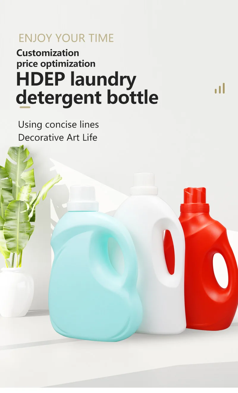 Customizable 2000ml 2L White Red Square Empty HDPE Detergent Plastic Laundry Liquid Packaging Bottles for Liquid Soap supplier