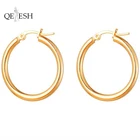 Hoop Qetesh Circle Gold Round Earrings S925 Sterling Silver Post For Women Luxury Hoop