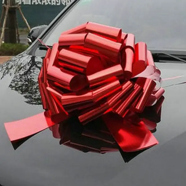 WHOLESALE 16&quot; Large Metallic Plastic Poly Red Christmas Wedding Party Presents Wrapping Decoration Pom Pom Pull Ribbon Bow