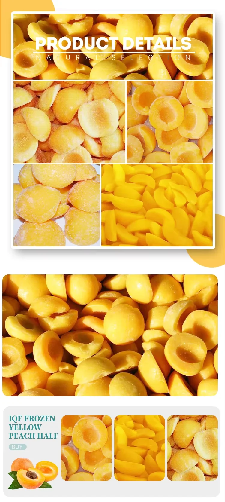 Hot Sell IQF Frozen Yellow Peach Half Slices Dices High Quality Sweet Yellow Peach factory